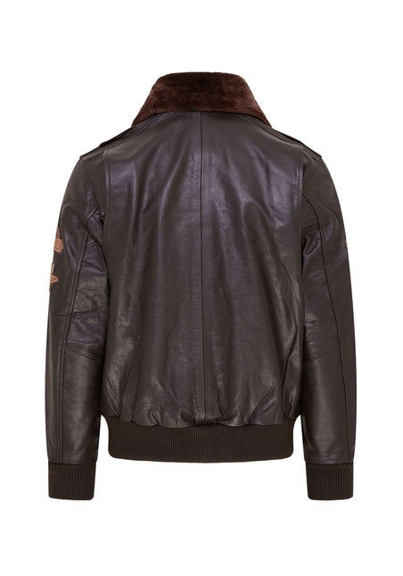 Mens Leather Bomber Jacket Air Force Badge Pilot Flying US Aviator Jacket