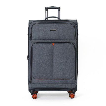 Soft Shell Black Linen Suitcase Set 8 Wheel Lightweight Travel Luggage