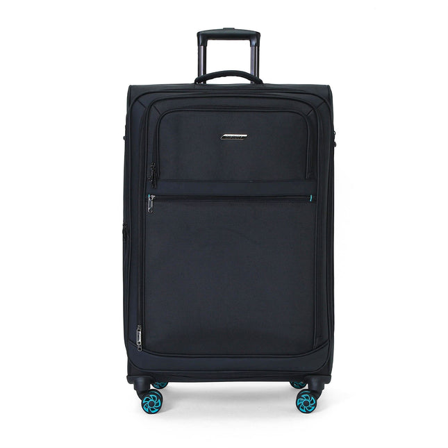 Soft Shell Black 1680D Polyester Suitcase Set 8 Wheel TSA Lock Luggage