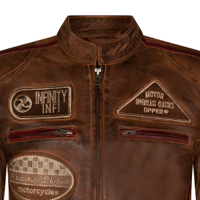 Mens Racing Leather Biker Jacket-Portland