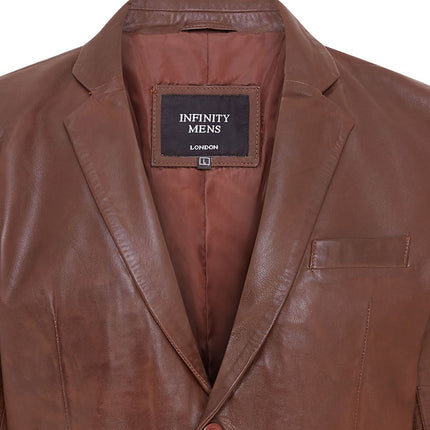 Mens Leather Blazer Jacket Soft Real Italian Leather Fitted Vintage Coat
