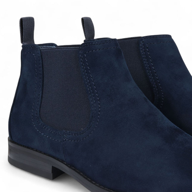 Men's Navy Suede Chelsea Boots Real Leather Lined Slip-On