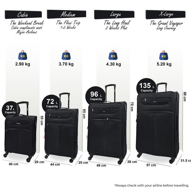 Lightweight Soft Suitcase Luggage Travel TSA Set