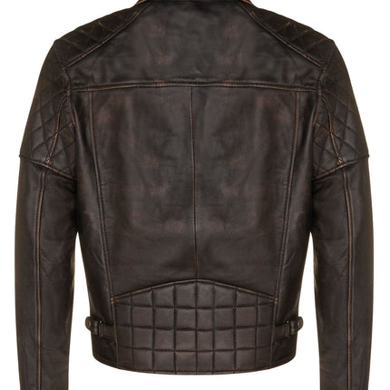 Mens Cross Zip Leather Biker Jacket - Gibraltar