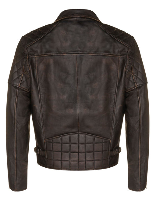 Mens Cross Zip Leather Biker Jacket - Gibraltar