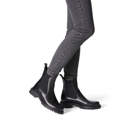 Tamaris Womens Black Leather Classic High Chelsea Ankle Boots