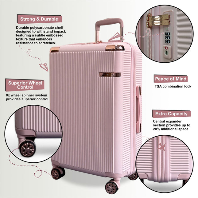 Expandable Hard Shell 8 Wheels Luggage Travel Cabin Suitcase Set