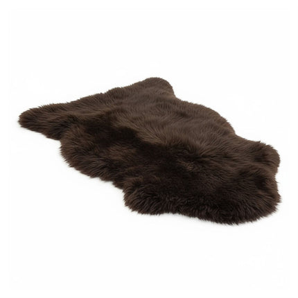 Genuine Chocolate Brown Sheepskin Natural Silky Soft Fluffy Real Wool Rug