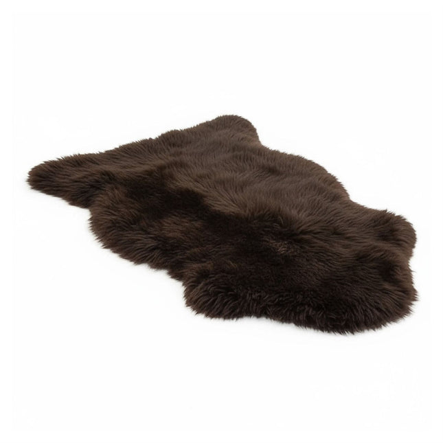 Genuine Chocolate Brown Sheepskin Natural Silky Soft Fluffy Real Wool Rug