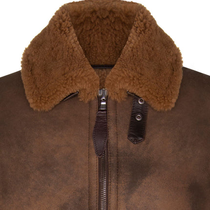 Mens Antique Sheepskin Bomber Jacket-Algorta