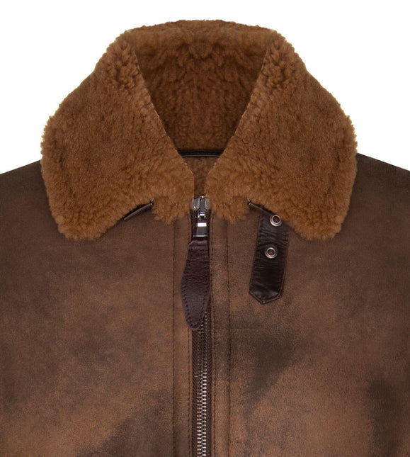 Mens Antique Sheepskin Bomber Jacket-Algorta