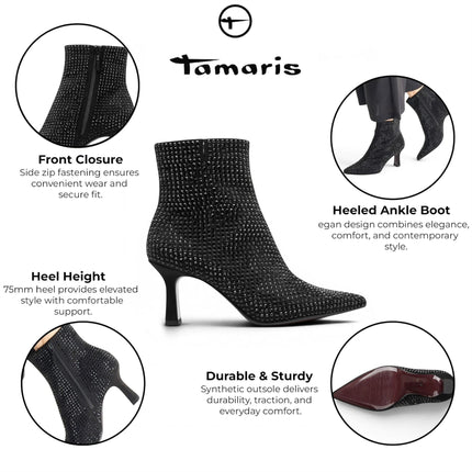 Tamaris Women's Diamante Stiletto Heeled Fashion Ankle Boots - 25385-47