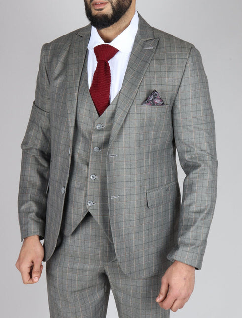 Mens IM2 Classic Plain Grey 3 Piece Suit
