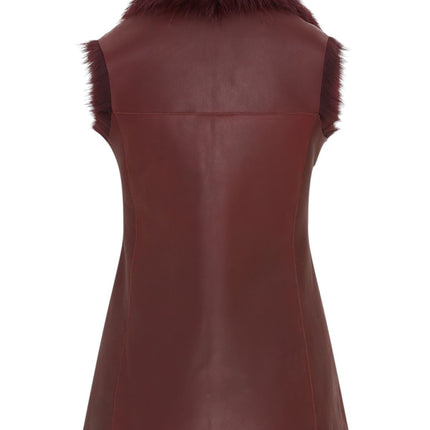 Women's Burgundy Red Toscana Shearling Nappa Leather Sheepskin Gilet - Parkes