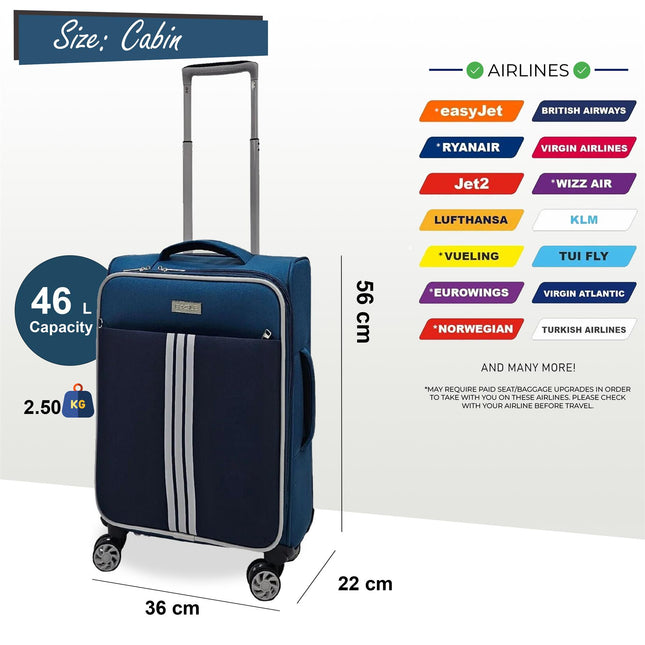 Lightweight  Soft Suitcases 4 Wheel Luggage Travel Bag