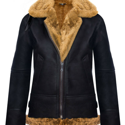 Womens Hooded Sheepskin Flying Leather Jacket-Palermo