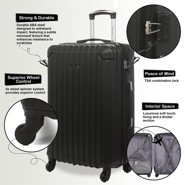 Hard Shell ABS 4 Wheels Luggage Travel Cabin Suitcase Set