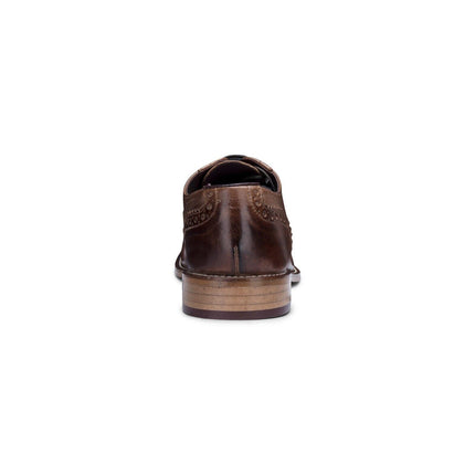 Mens Classic Oxford Chestnut-Brown Leather Gatsby Brogue Shoes