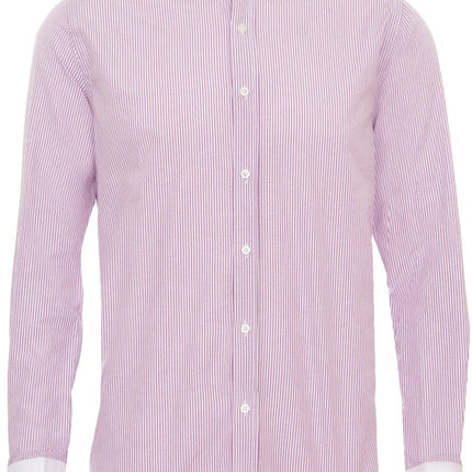 Mens Peaky Blinders Removable Collar Nehru Lilac Striped Collarless Shirt