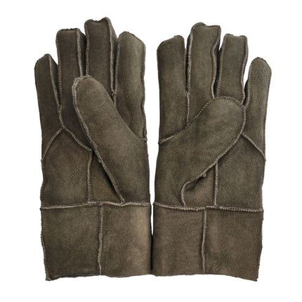 Infinity Leather Unisex Brown Sheepskin Suede Gloves with Roll Up/Down Cuff