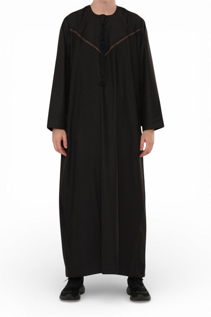 Men's Eid Black Moroccan Thobe Robe Djellaba Ramadan Eid Jubba- HM10