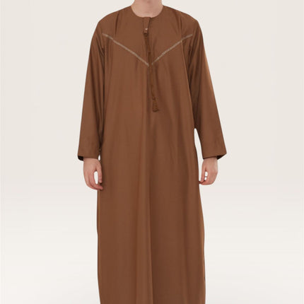 Men's Eid Camel Brown Moroccan Thobe Robe Djellaba Ramadan Eid Jubba- HM10