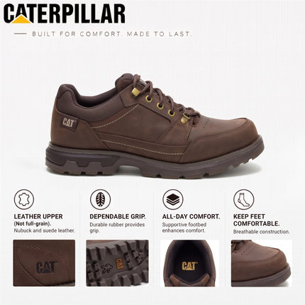 Caterpillar (CAT) Men's Dark Brown Leather Water-Resistant Hiking Shoes - Pursue Hiker Lo