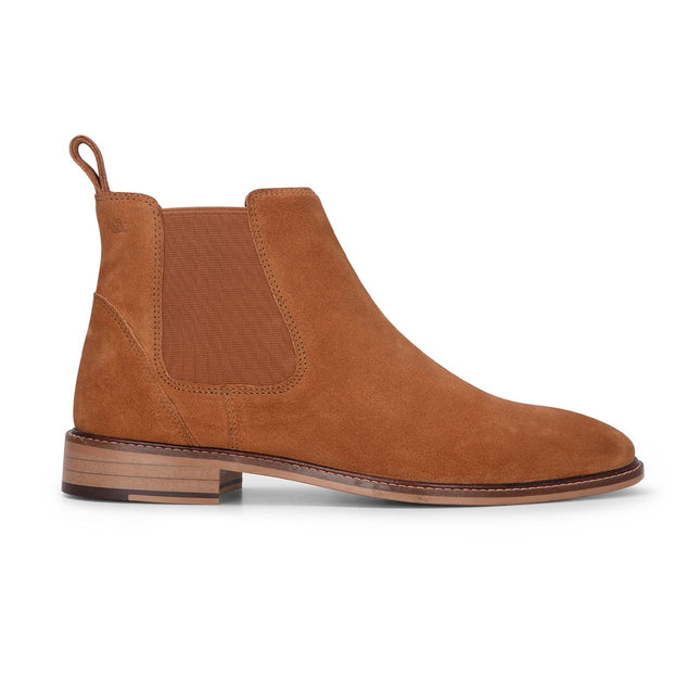 London Brogues Men's Tan Suede Leather Slip-On Chelsea Ankle Boots