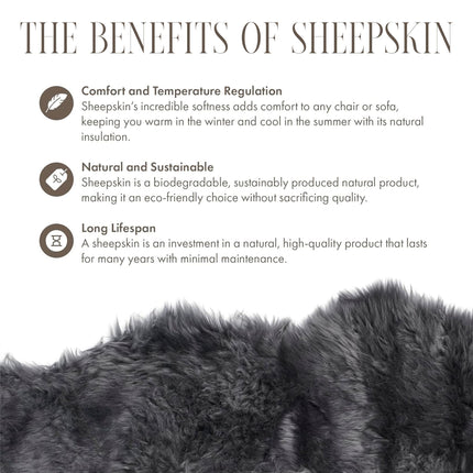 Genuine Sheepskin Charcoal Grey Double Natural Fluffy Silky Soft Real Wool Rug