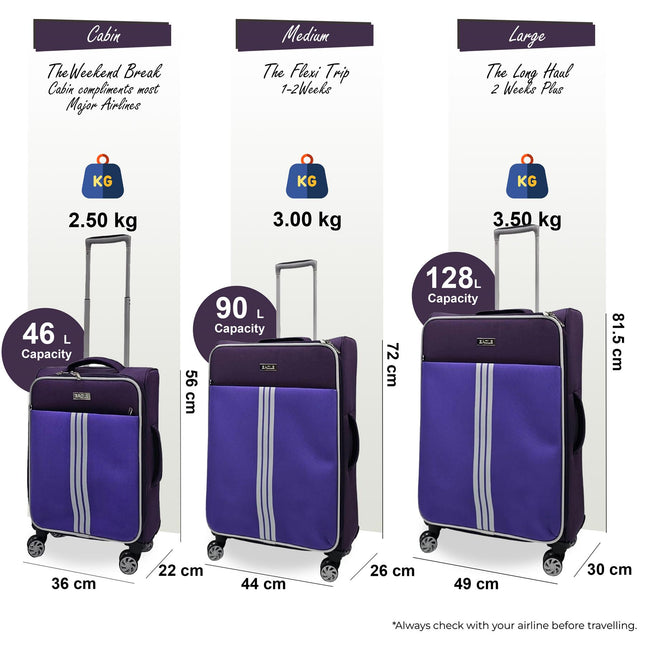 Lightweight  Soft Suitcases 4 Wheel Luggage Travel Bag