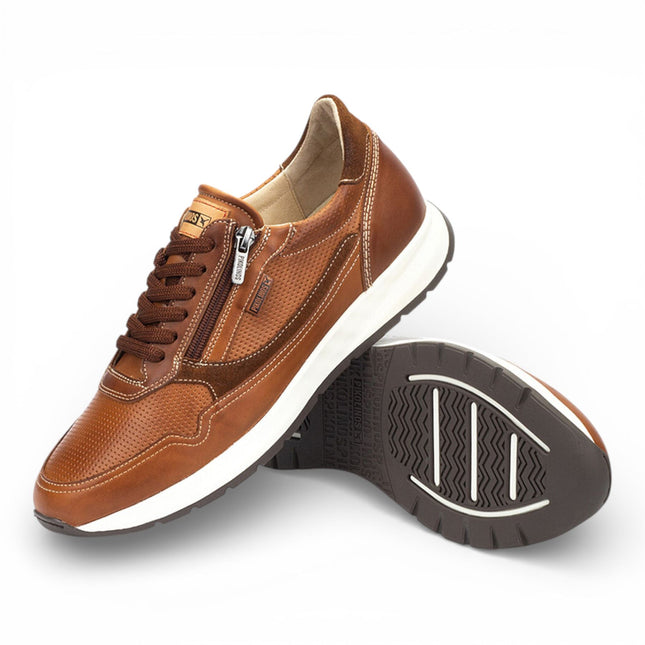 Pikolinos Men's Brown Leather Easy Wear Sneaker Trainers Shoes - Getafe