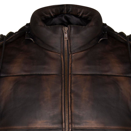 Mens Puffer Leather Bomber Jacket-Augsburg