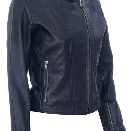 Womens Leather Biker Jacket-Celaya