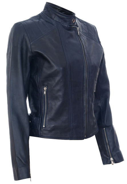 Womens Leather Biker Jacket-Celaya