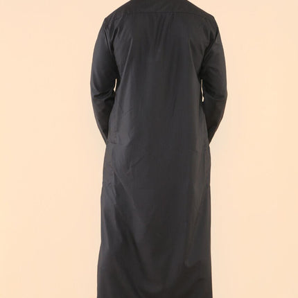 Mens Black Thobe Jubba Saudi Islamic Arabic Eid Cotton Kaftan Jubbah Umrah Robe