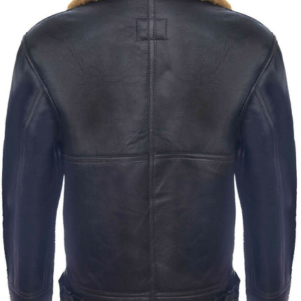 Mens B3 WW2 Leather Sheepskin Aviator Flying Jacket-Charleston