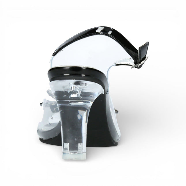 Laura Vita Women’s Mira 01 Clear Black Slip-On Cinderella Heel Sandals