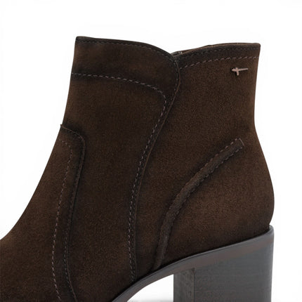 Tamaris Women's Mocca Brown Suede Leather Heeled Ankle Boots - 25313-47