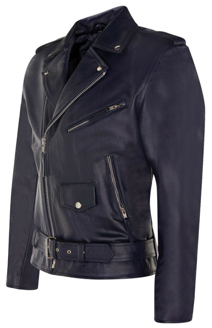 Mens Cow-Hide Black Brando Jacket -Venice