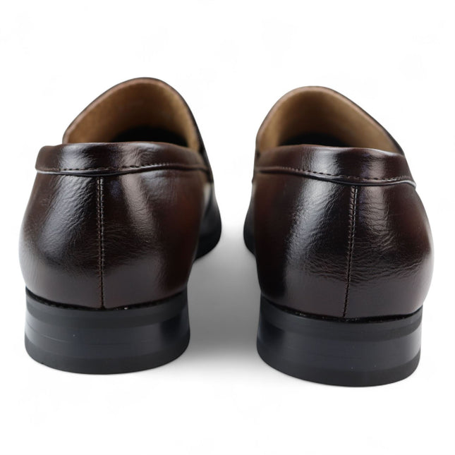 Men's Brown Slip-On Loafers Leather Lined Smart Shoes
