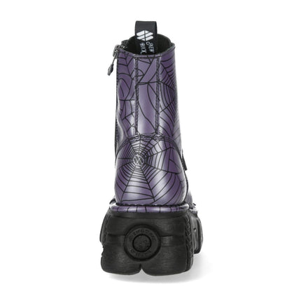 New Rock Purple Leather Gothic Military Biker Boots - MILI083CCT-C122