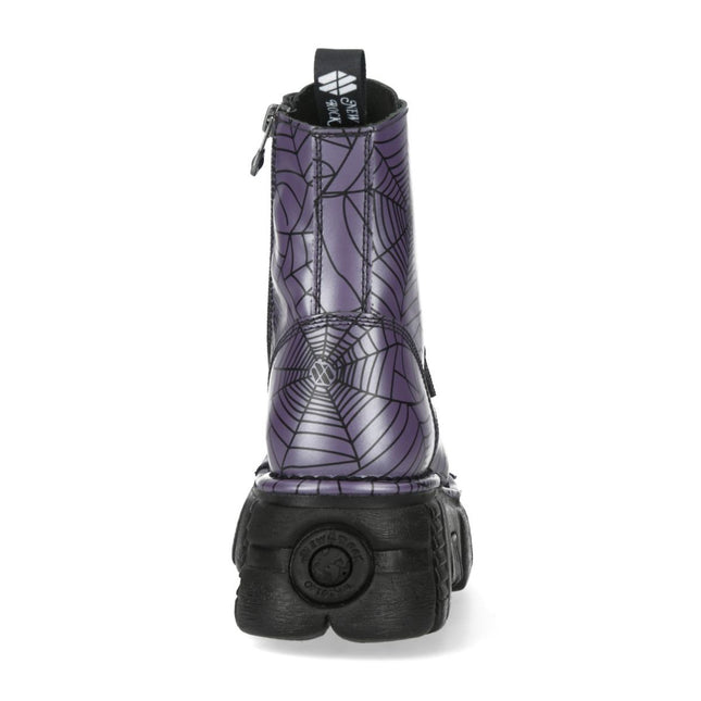 New Rock Purple Leather Gothic Military Biker Boots - MILI084N-S3