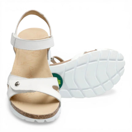 Panama Jack Women's Wedge White Leather Platform Sandals -  Sulia B1