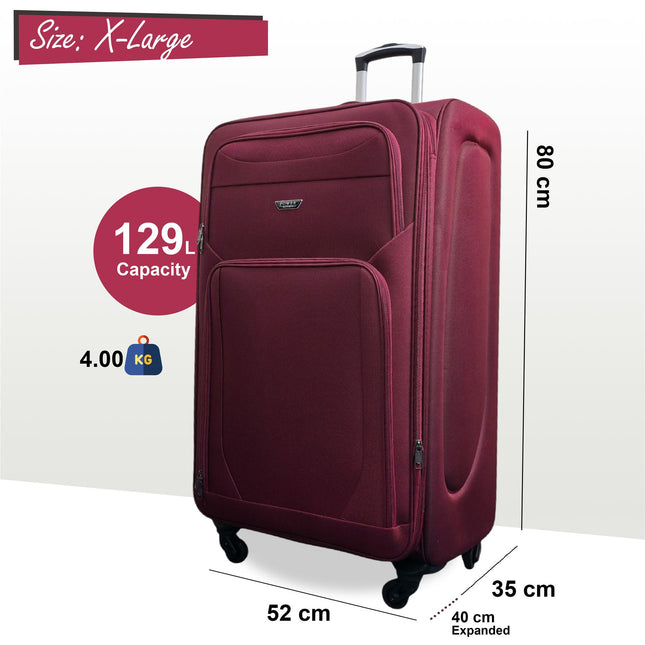 Soft Shell Lightweight Nylon Suitcase Set 4 Wheel Travel Case Holiday Bags
