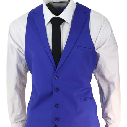 Mens 3 Piece Royal Blue Tailored Fit Complete Suit Best Man Groom Prom Wedding