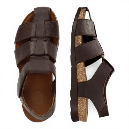 Panama Jack Men's Waterproof Bark Brown Leather Sandals - Stanley C1