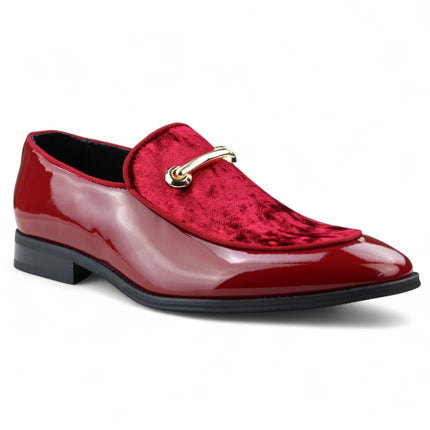 Men’s Smart Red Loafers Leather Lined Velvet Slip-On Shoes