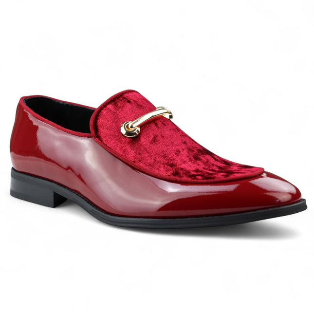 Men’s Smart Red Loafers Leather Lined Velvet Slip-On Shoes