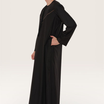 Men's Eid Black Moroccan Thobe Robe Djellaba Ramadan Eid Jubba- HM10