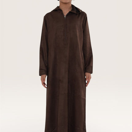 Kids Boys Hooded Eid Brown Moroccan Jubba Robe Ramadan Eid Thobe - K-HM12